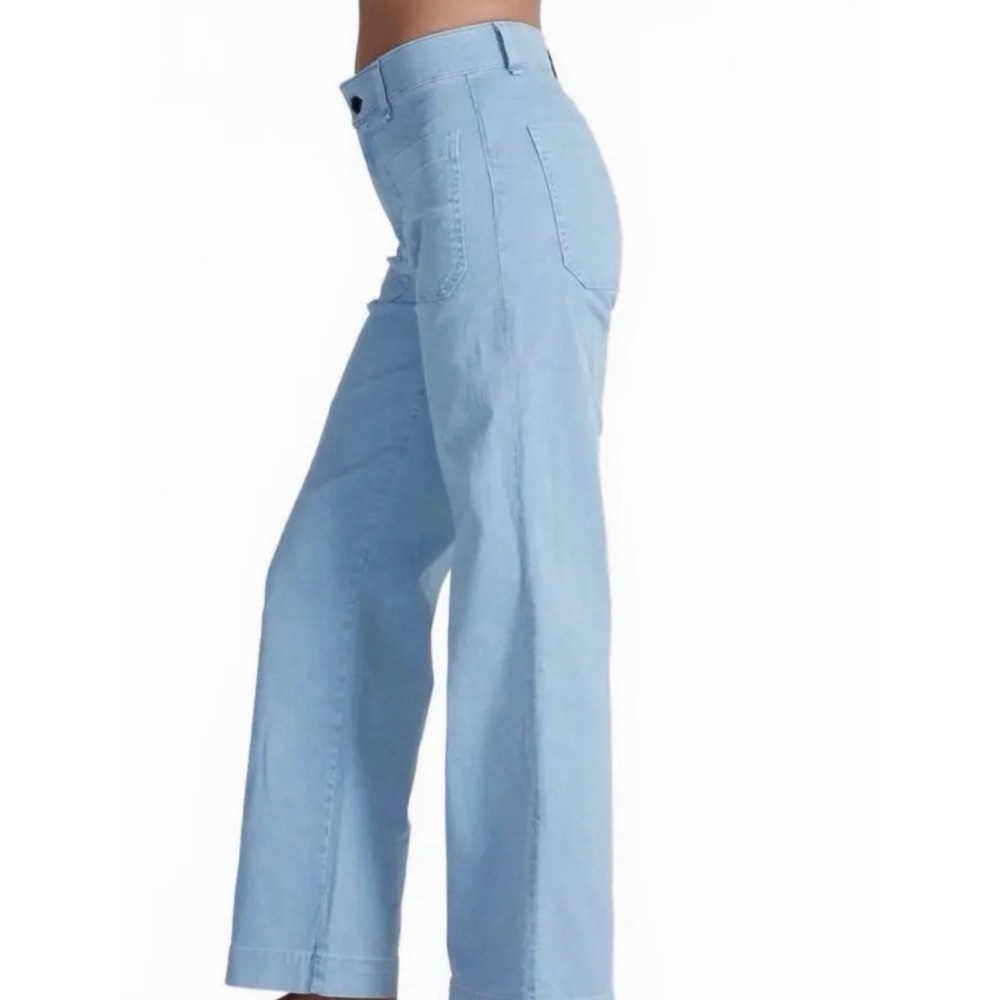 ASKK NY Sailor Twill Pants Size 25 Wide Leg Patch Pockets Washed Blue 30" Inseam